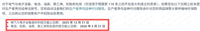 亚马逊意大利EPR合规倒计时,12月31日截止!